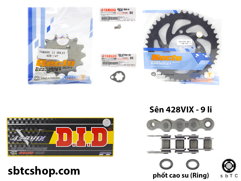 [HCM]NSD Nhông dĩa Recto sên TFX DID phốt cao su Yamaha YB125 (KÈM PHE GÀI VÀ BULONG)