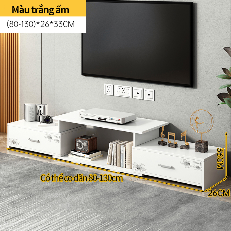 [HCM]Tủ TV kệ tivi màu trắng có thể co giãn độ dài khoảng từ 90-120cm tủ bày tivi đơn giản thời trang nhỏ gọn