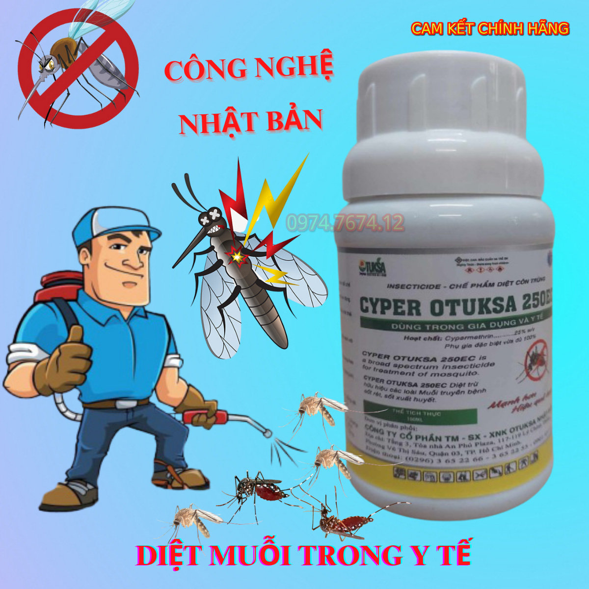 (Chính hãng) THUỐC DIỆT MUỖI & CÔN TRÙNG CYPER OTUKSA 250EC - 100ml