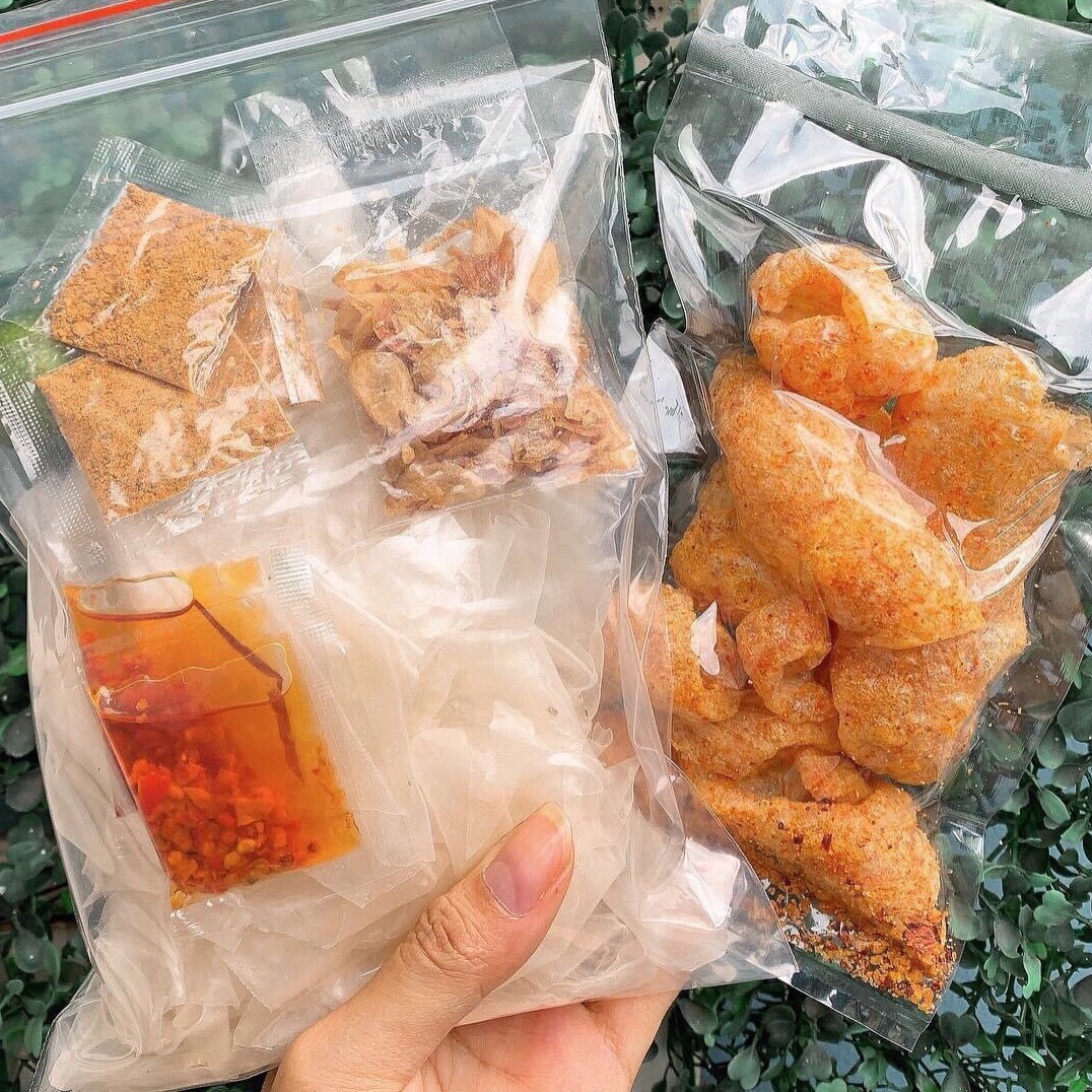 Sét Bánh tráng sate muối hành phi + da heo nước mắm ớt