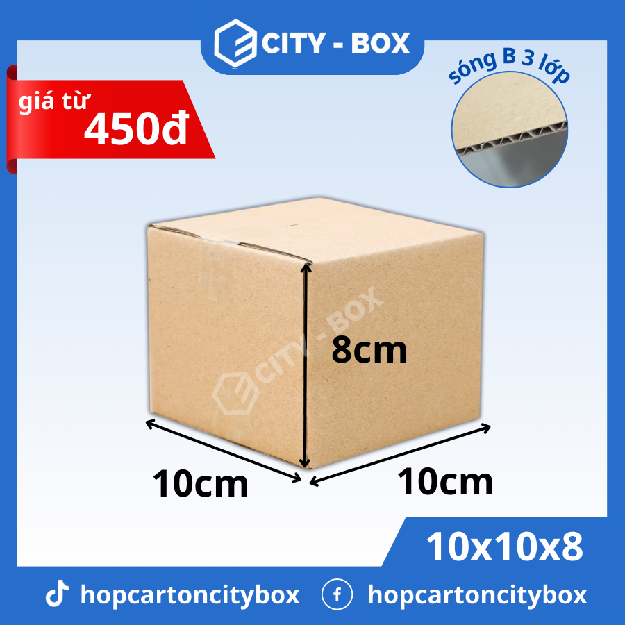 set 10 hộp carton 10x10x8 - hộp ship cod 10*10*8