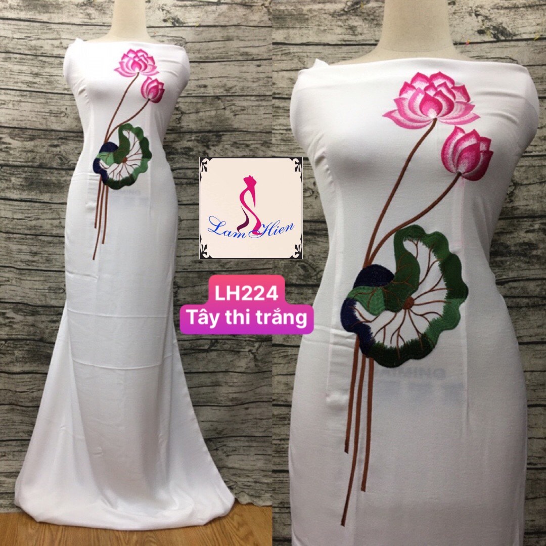 Vải áo dài lụa tây thi bông thêu LH224