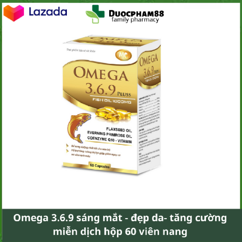 Dầu cá Omega 3.6.9 sáng mắt , đẹp da , tăng sức đề kháng hệ tim mạch hộp 60 viên nang cao cấp
