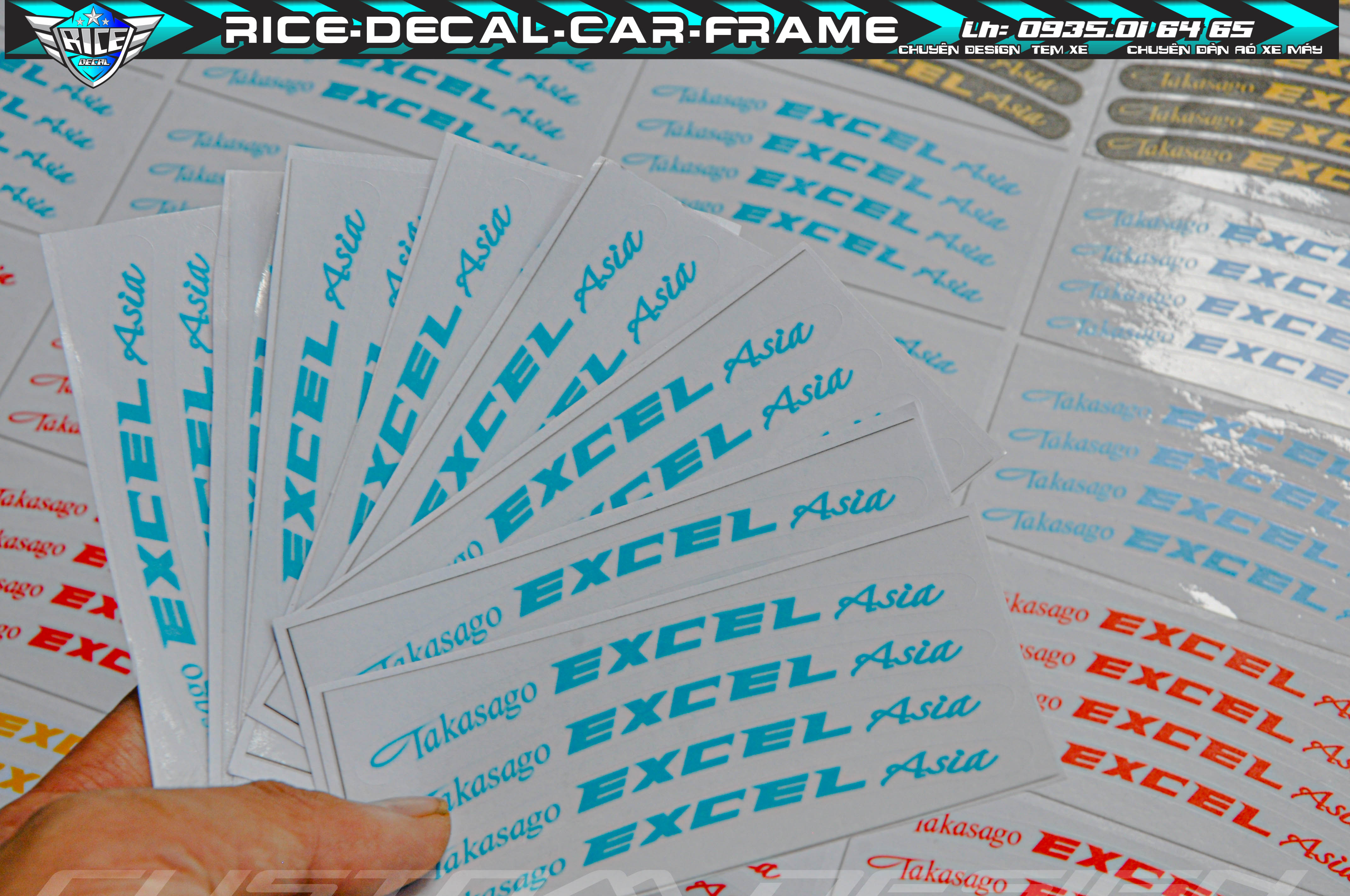 Tem niềng Excel Chuẩn chất lượng 1bộ 4 miếng dán ( In Uv Chất liệu Xịn )