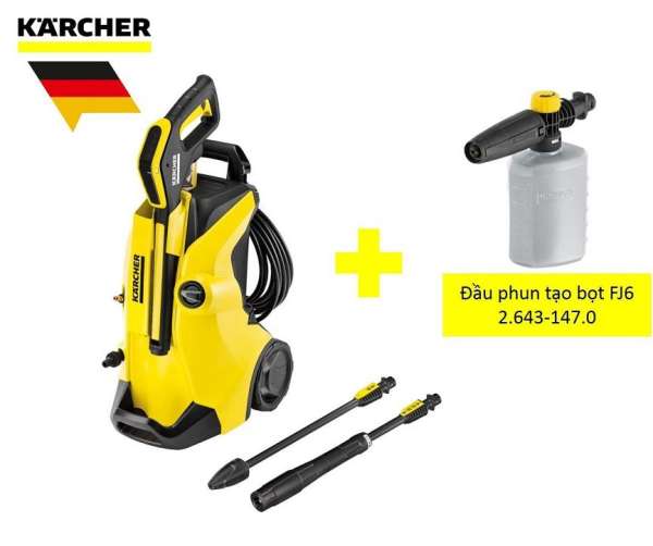 Combo máy phun rửa áp lực cao Karcher, K 4 Full Control và Đầu phun tạo bọt FJ6