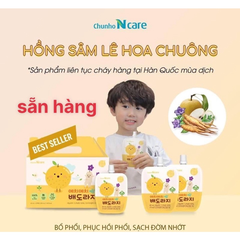 Hồng sâm hoa lê chuông chunho ncare trẻ em-tốt cho hệ hô hấp của trẻ em