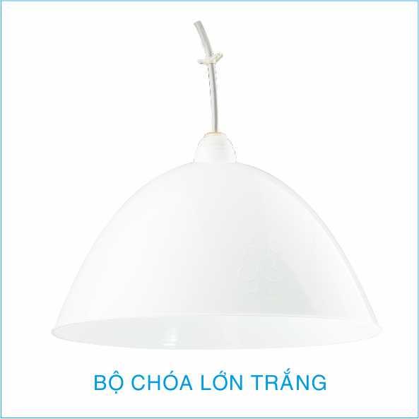 [FREESHIPMAX]]BỘ CHOÁ ĐÈN LỚN  nhựa trắng ngoài trời và đui E27 đuôi đèn có dây Kín nước_tanchungsen