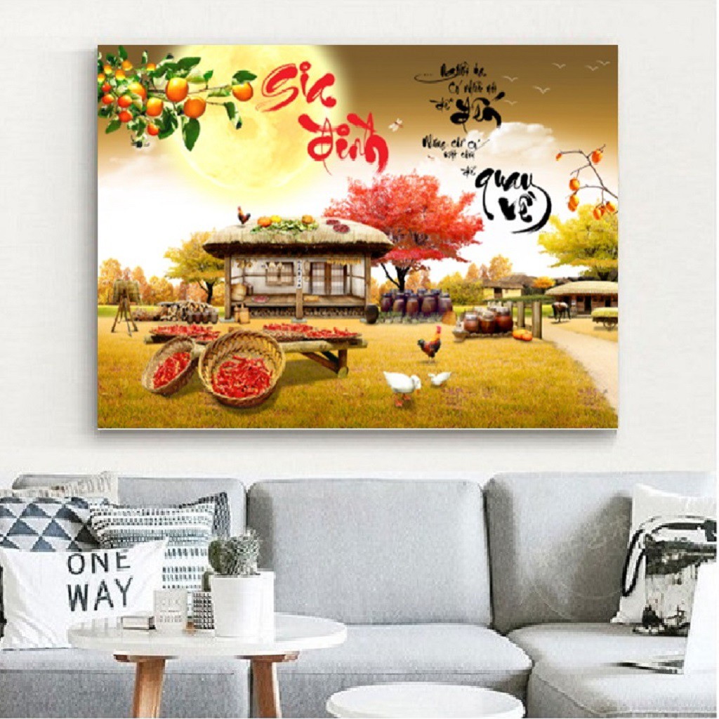 Tranh đính đá Chữ Gia Đình LV389 kích thước 75cm x 55cm