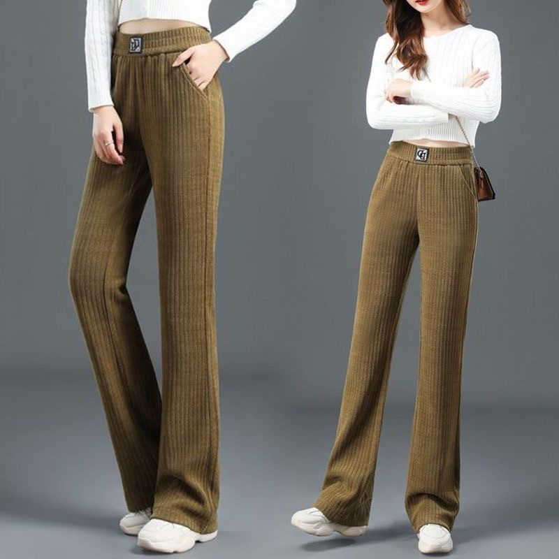 Zaqu11 Fashionable slim velvet wideleg pants