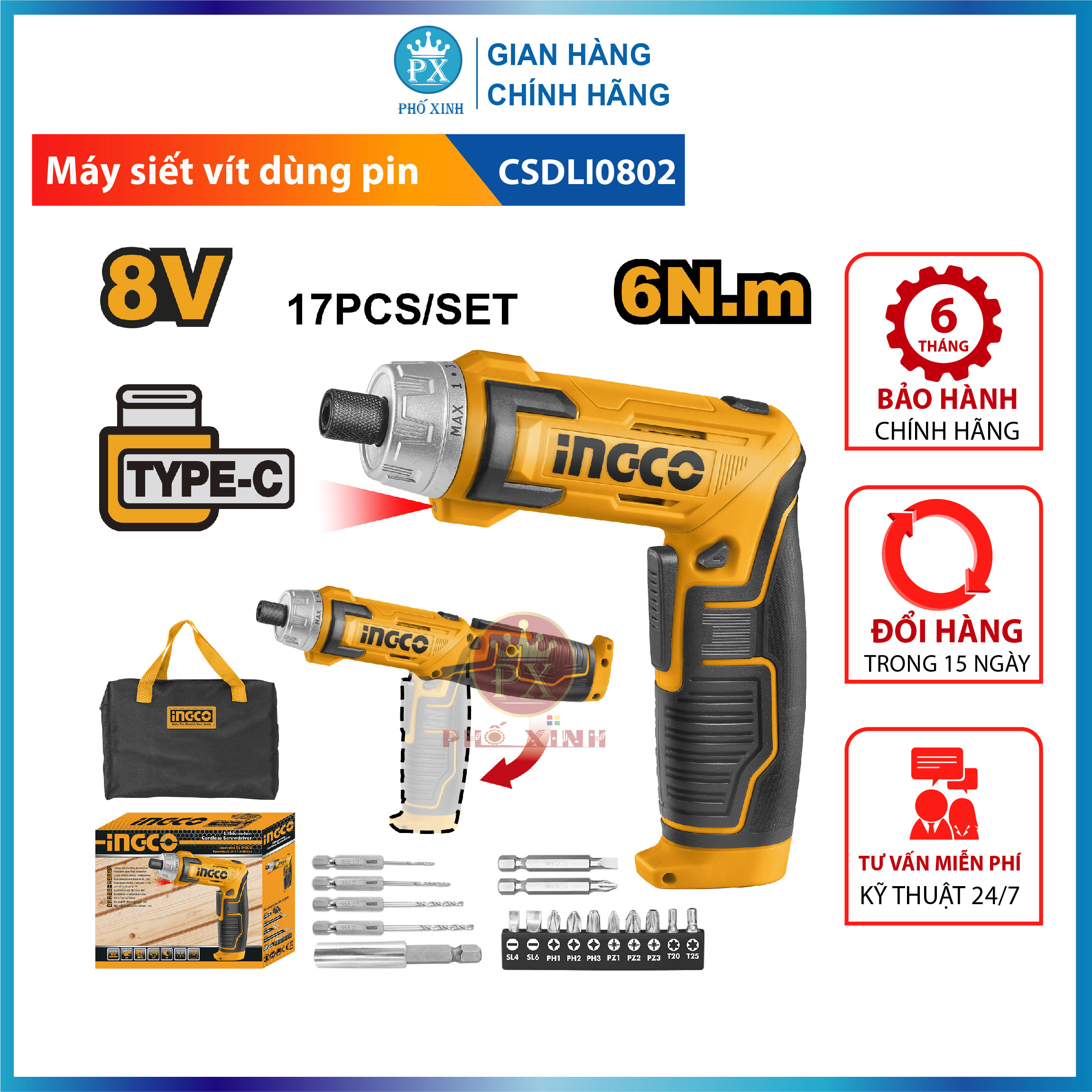 Máy bắn vít mini dùng pin 8v ingco csdli0802
