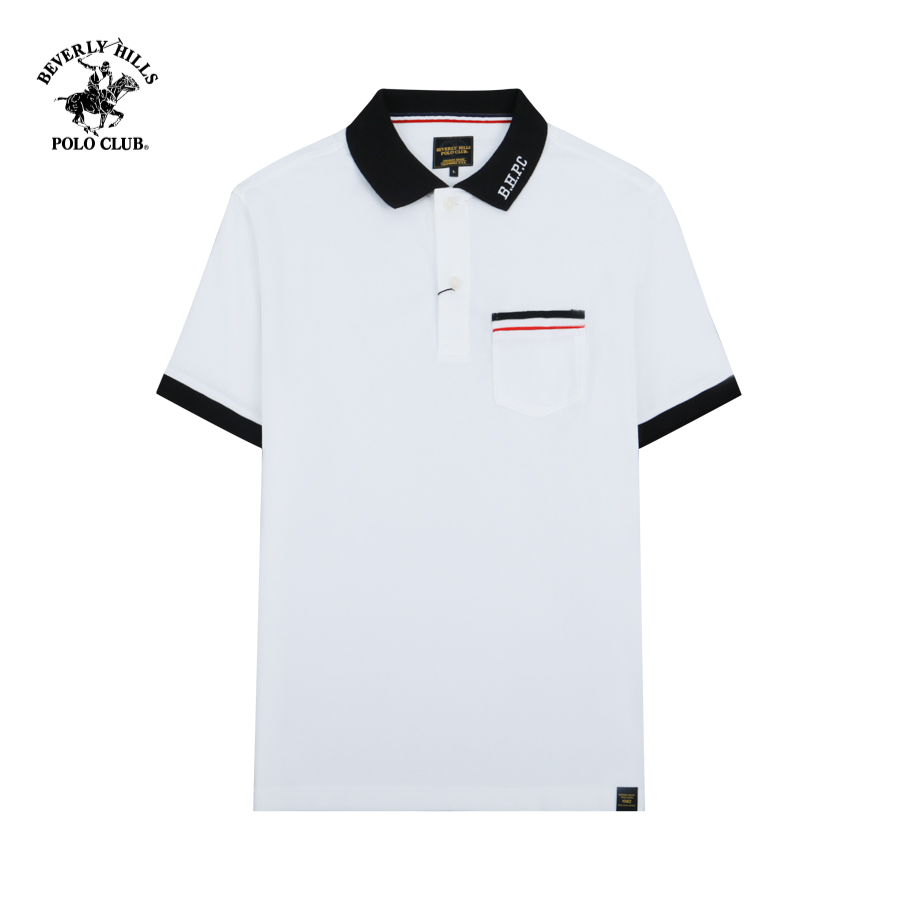 Beverly hills polo club - áo polo ngắn tay nam regular fit wt white- bhpc pmrss23tl041