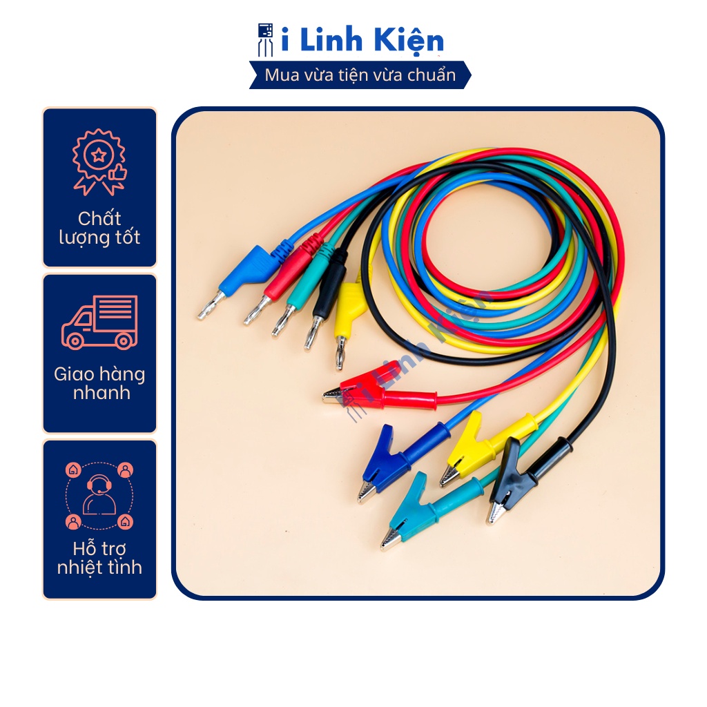 Dây đo đồng hồ liền kẹp cá sấu 1000V 15A chất lượng cao.
