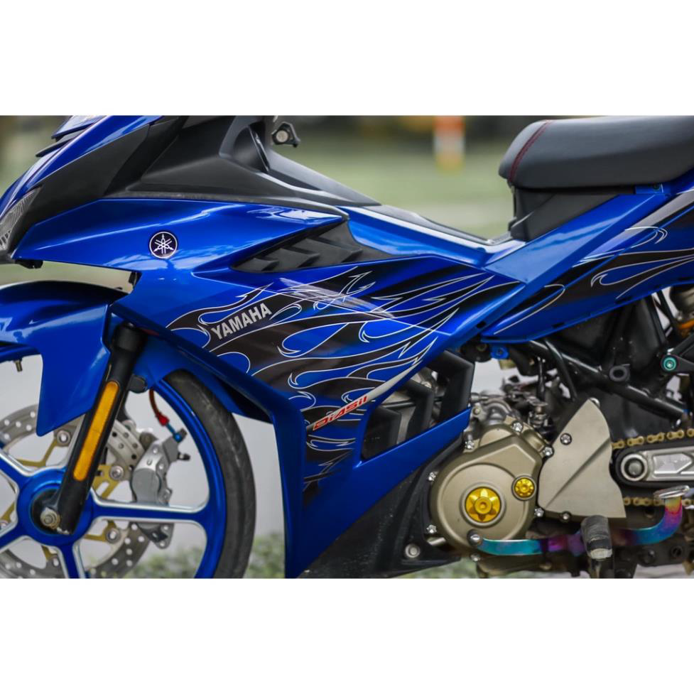 Tem Rời Dán Xe Exciter 150 Mẫu Lửa Xanh Đen Trắng