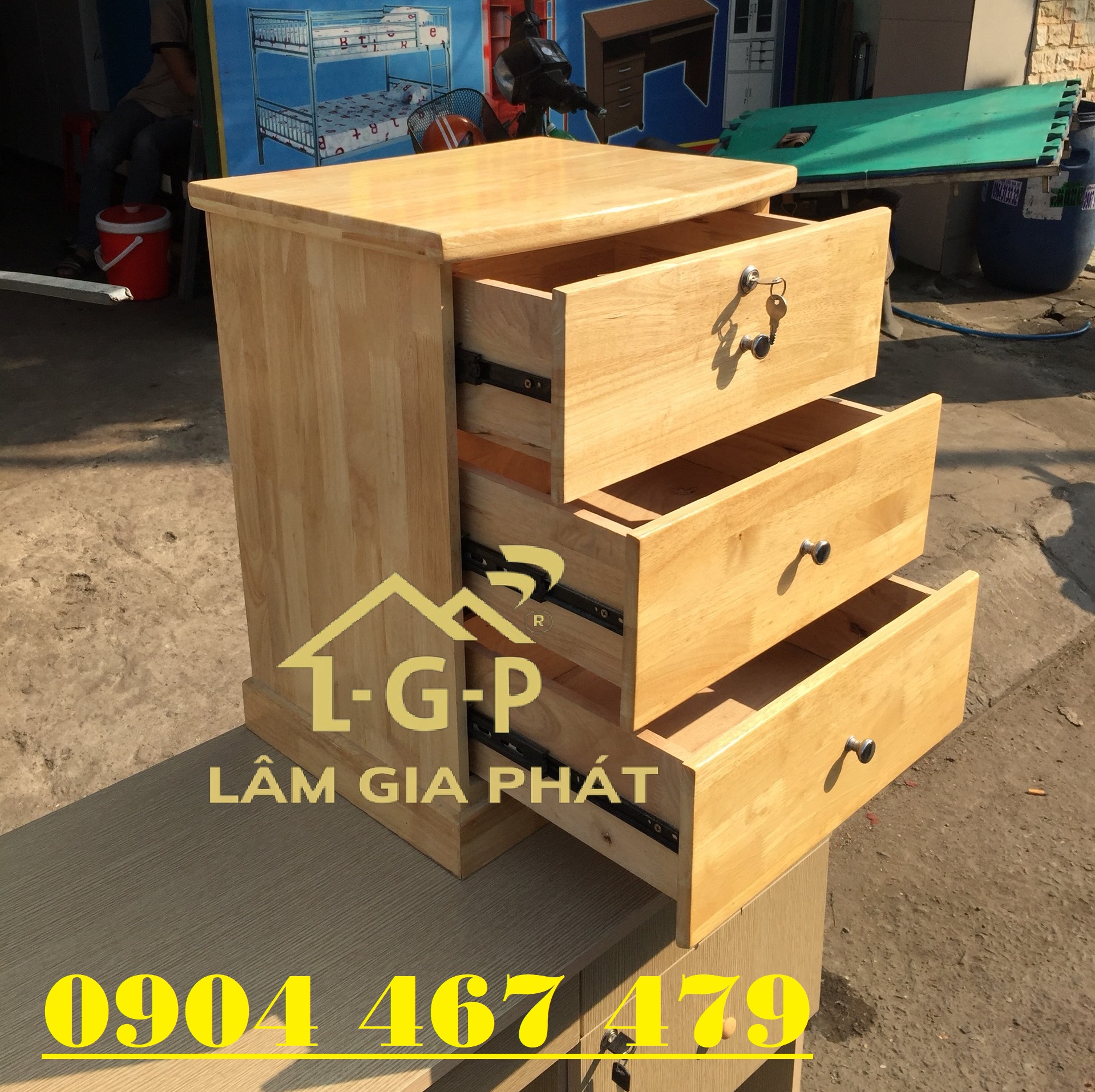 Tủ đầu giường - kệ đầu giường gỗ cao su mới 100% đẹp