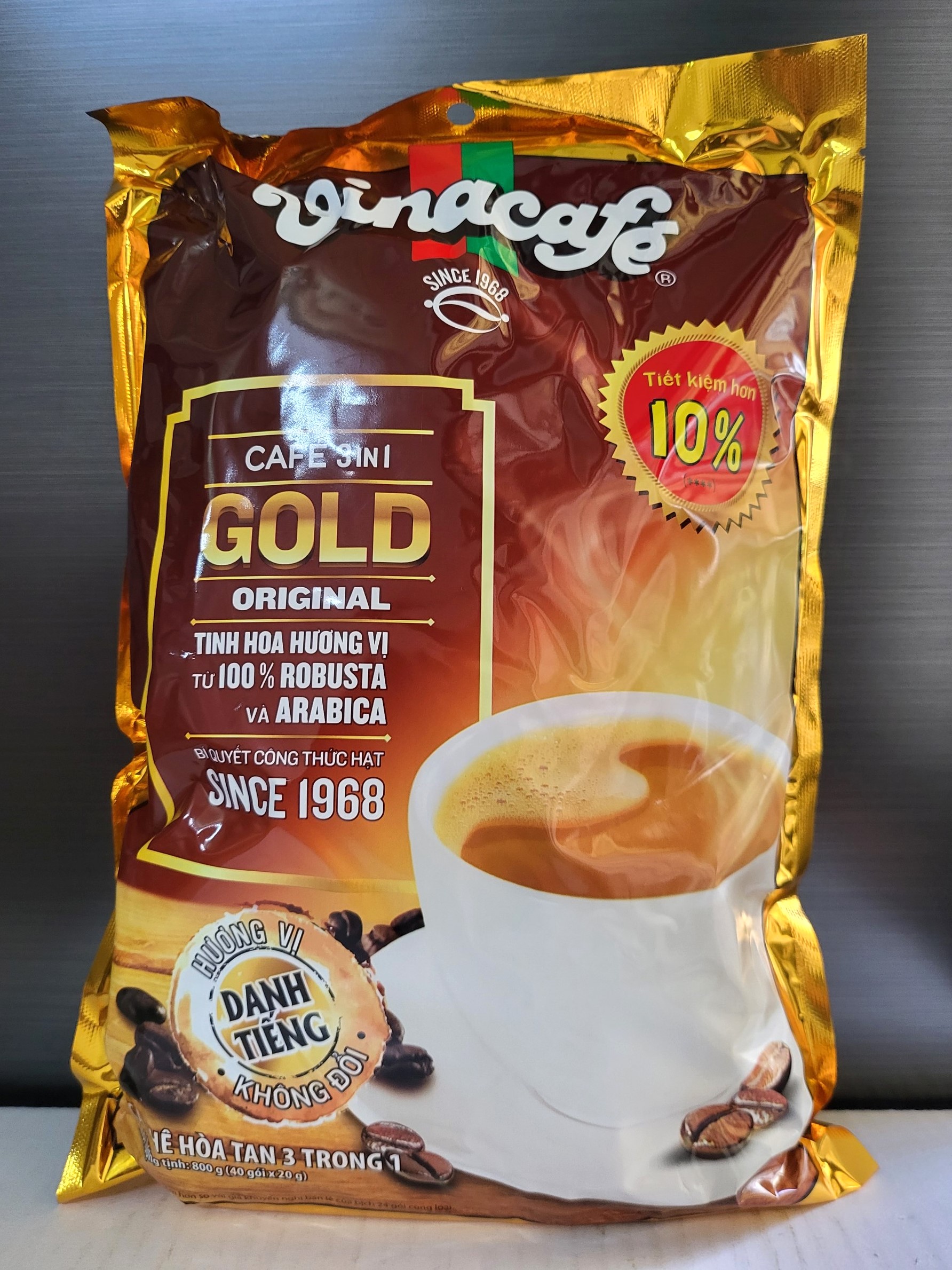 VINACAFE - Túi 800g 40 gói - CÀ PHÊ SỮA HÒA TAN 3 IN 1 Café Gold Original
