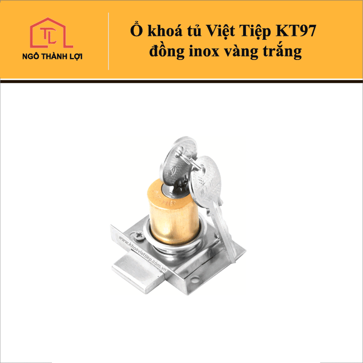 Ổ Khóa cửa tủ Việt Tiệp  KT97 đồng inox màu vàng trắng có bán tại Ngô Thành Lợi