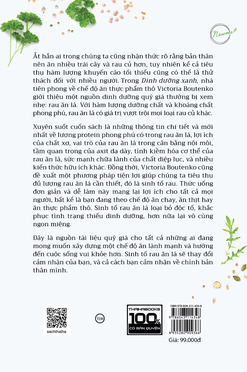 Sách Fahasa - Dinh Dưỡng Xanh (Tái Bản 2021)