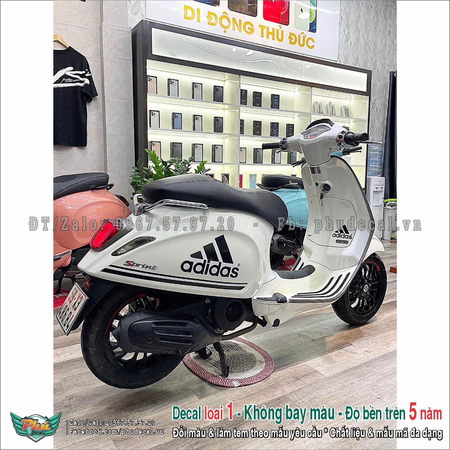 Tem rời Vespa Trắng Sprint