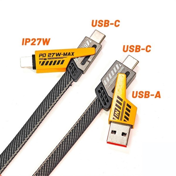 Bộ sạc 65W 3 Cổng 2 Type C 1 USB + dây sạc bọc dù 4 in 1 65W sạc cho điện thoại, máy tính bảng , sạc nhanh, an toàn