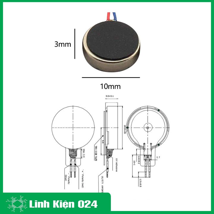 Động cơ rung điện thoại mini 1030 tròn 3VDC