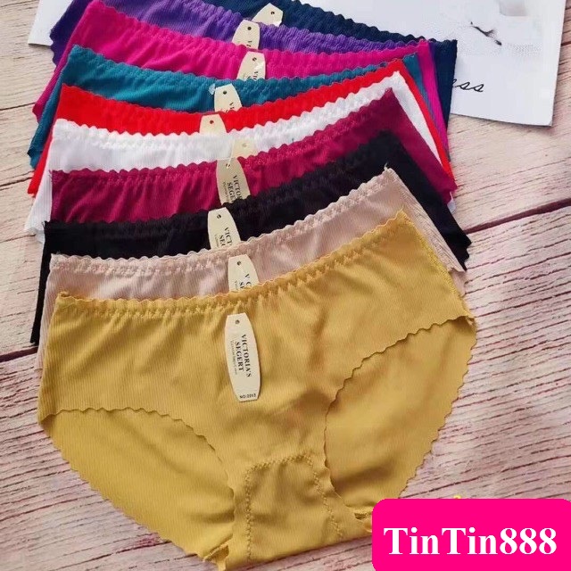 Bộ 05 quần lót su gân tăm tre co dãn nhiều không cộ viền có đường may kháng khuẩn - Quần chíp nữ không dường may không lộ viền co dãn thoải mái - TinTin888