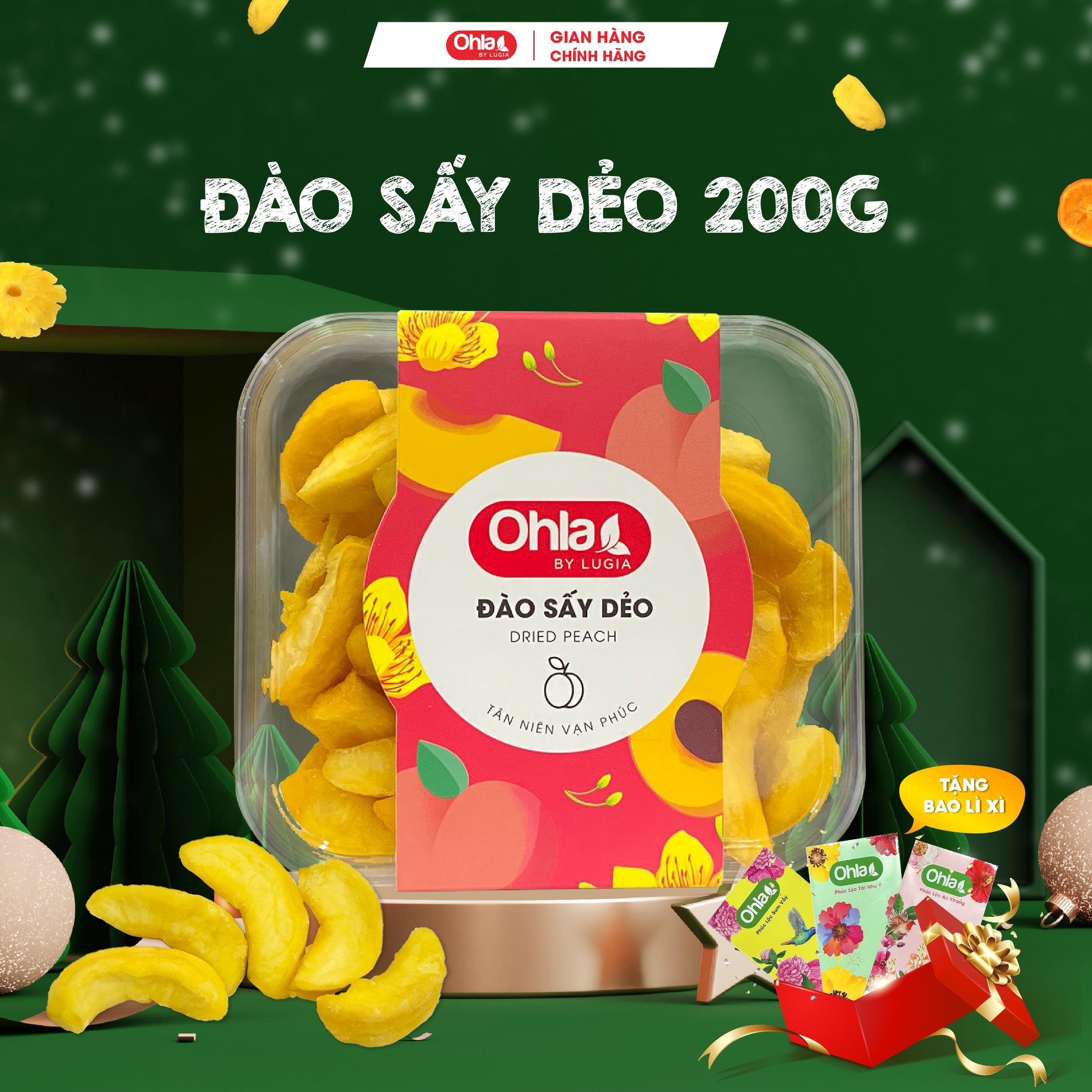 Hộp đào sấy dẻo Ohla 200g