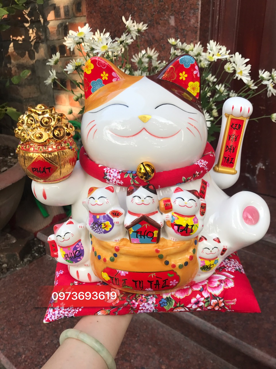 Mèo Thần Tài Chiêu Khách cao 25cm 10inch