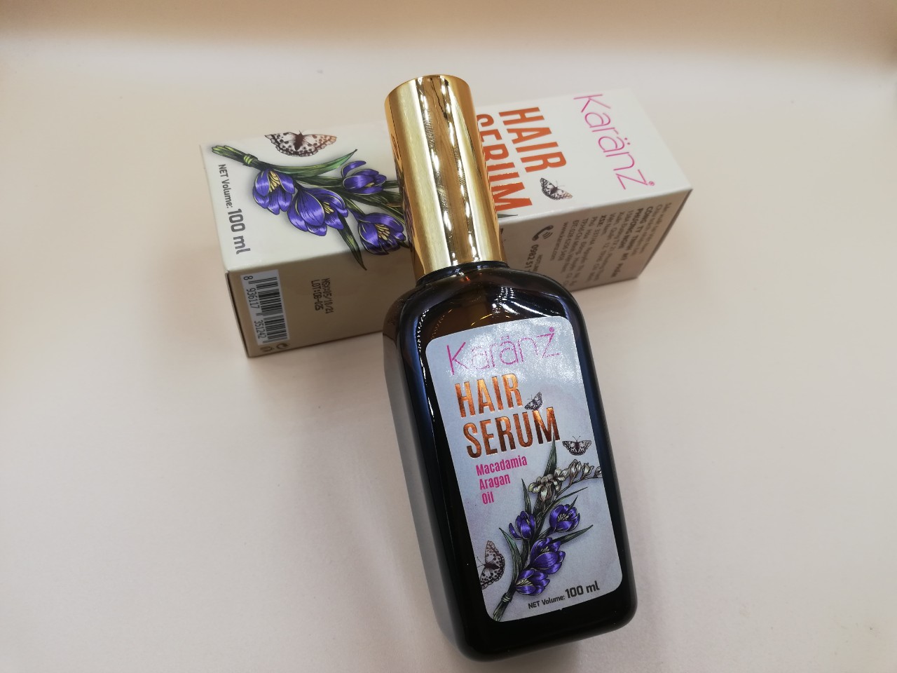 Tinh dầu dưỡng tóc mềm mượt giảm gãy rụng, giữ nếp tóc Karanz Hair serum Macadamia Argan Oil 100ml