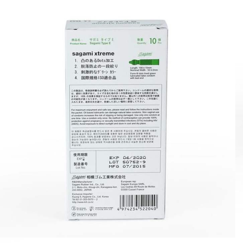 Bao cao su siêu mỏng Sagami Xtreme Dots Type có gân gai