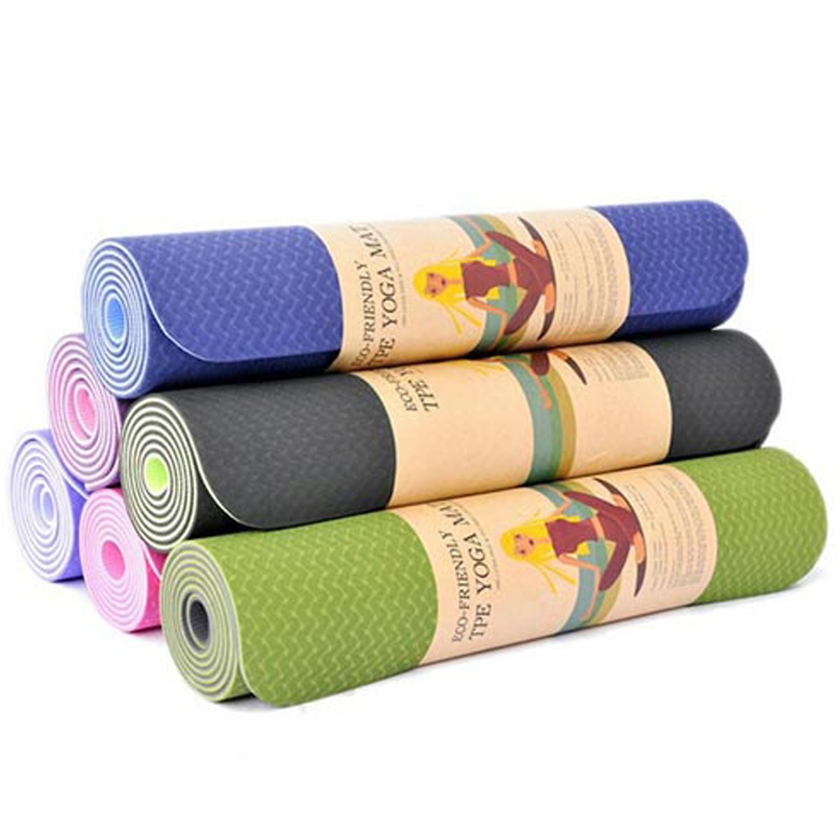 Thảm Tập Yoga, Thảm Yoga, Thảm Tập Gym 2 Lớp Dày 6mm Chính Hãng Amalife - Kèm Túi Đựng Thảm + Dây Buộc Thảm Yoga