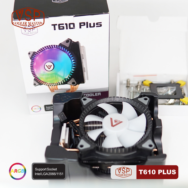 Quạt tản nhiệt CPU VSP Cooler Master T610Plus - LED RGB