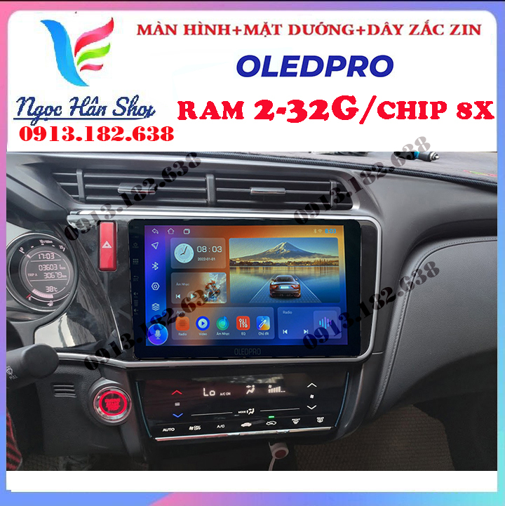 [HỖ TRỢ LẮP ĐẶT Ở HÀ NỘI] Màn hình OLEDPRO ANDROID cho xe HONDA CITY 2016-2019, kính cường lực 2.5D chống xước, chống va đập, hệ điều hành Android 9.1 tân tiến - dvd xe hoi, camera lùi ahd