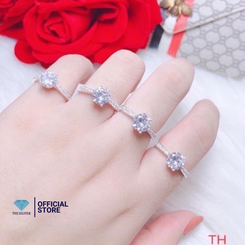 Nhẫn nữ bạc ta đá chủ 5ly sáng đẹp