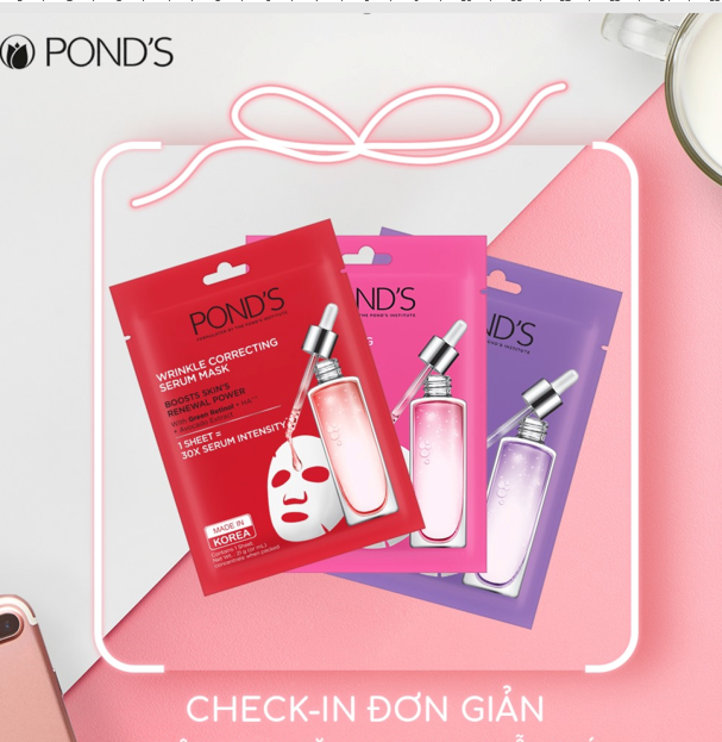 Combo 8 mặt nạ tinh chất dưỡng da Pond's 21ml - Hàn Quốc