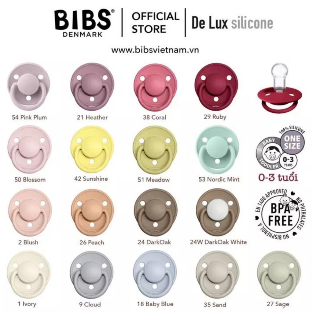 Ti giả BIBS Đan mạch chính hãng ( cho bé 0 - 3 năm tuổi )