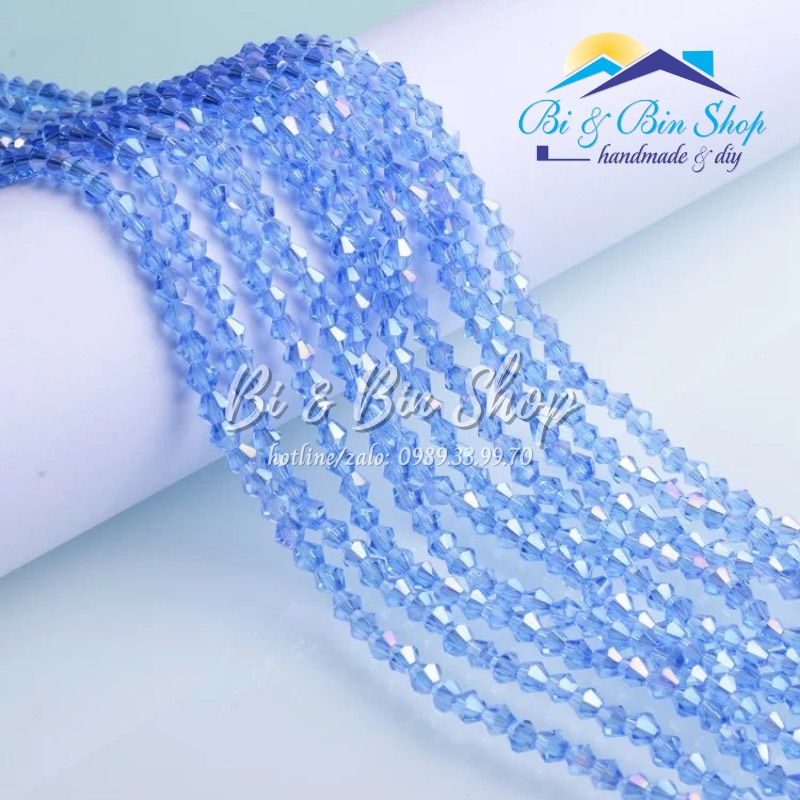 [1] 100 Viên Pha Lê Nón 4mm Màu Ánh Cừ Đính Kết Trang Phục, Làm Trang Sức Handmade