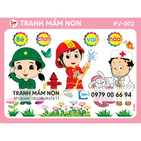 Decal mầm non - BÉ CHỌN VAI GÌ khổ lớn 127x80
