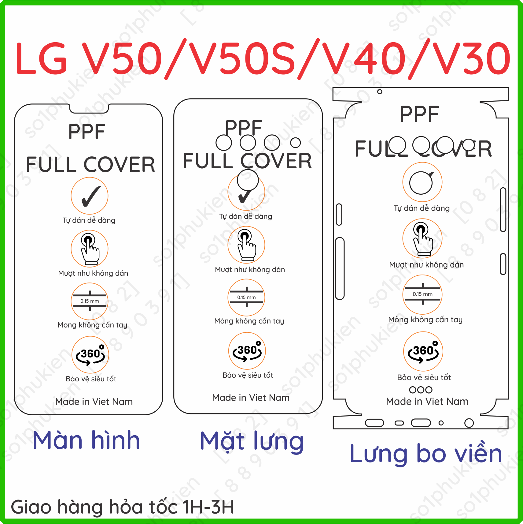 Dán ppf v50, v50s, v50 thinq 5g/ / v40 v40 thinq / v60 v60 thinq 5g/ v30 v30+ v30s thinq loại trong, nhám chống trầy