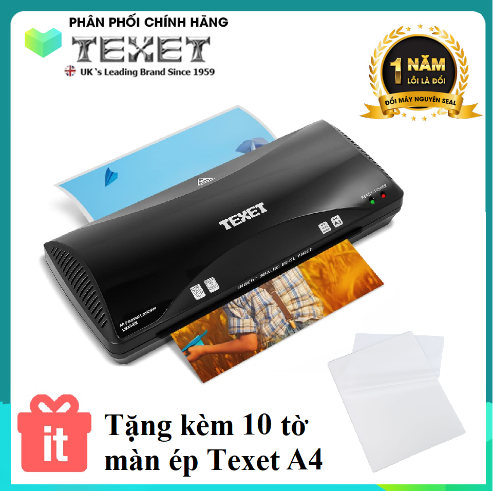 Máy ép nhựa plastic khổ A3 Texet LMA3-EX (Đen) (TẶNG 1O MÀN ÉP)