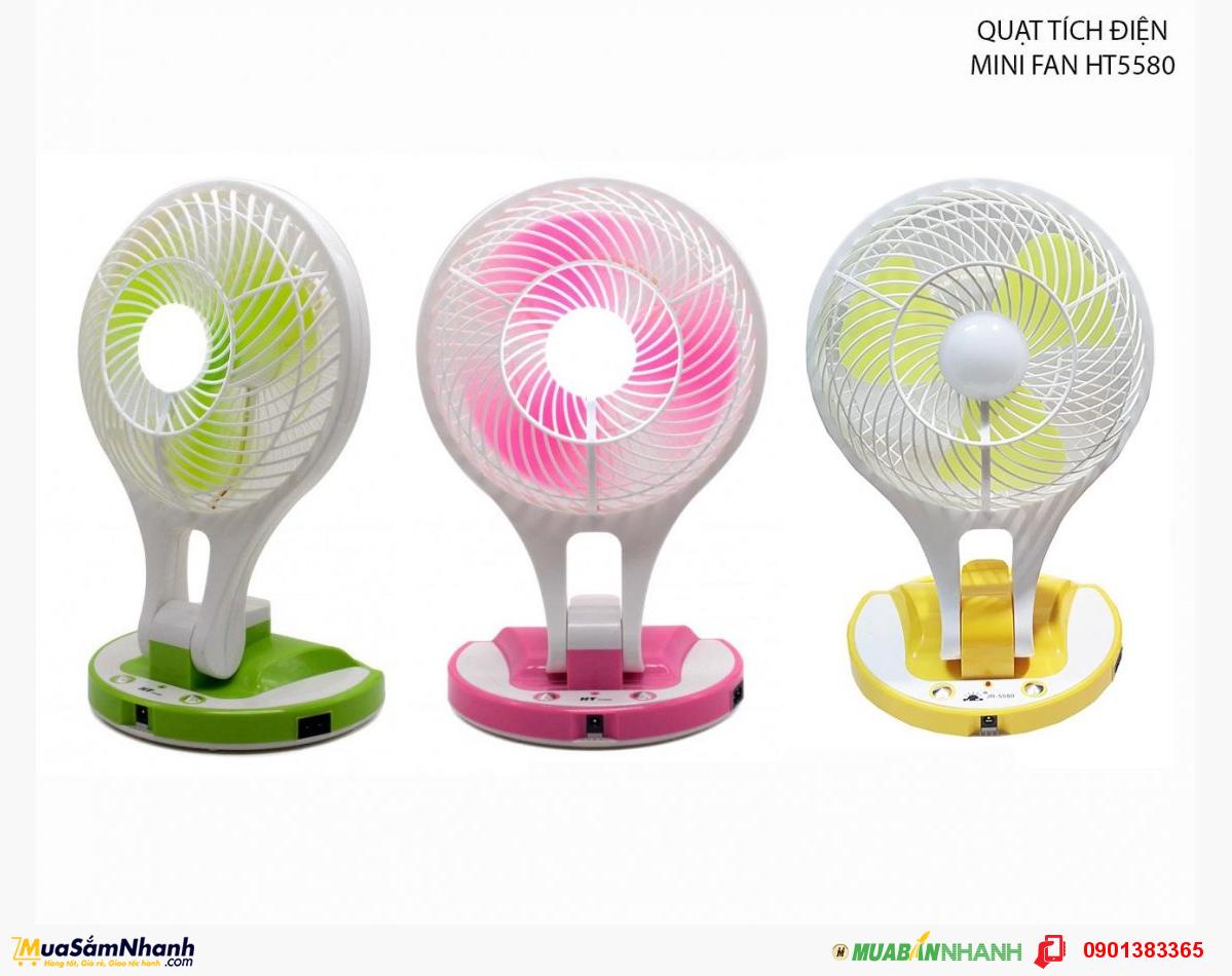 Quạt sạc tích điện kèm đèn LED, quạt sạc, quạt mini, quạt bàn