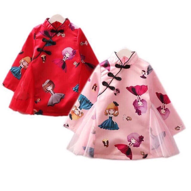 [8-22Kg] Váy Cổ Tàu Cực Xinh Cho Bé Gái