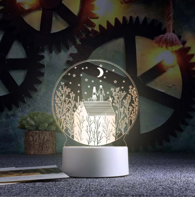 Đèn led 3D trang trí để bàn: Mẫu cặp đôi ngắm trăng