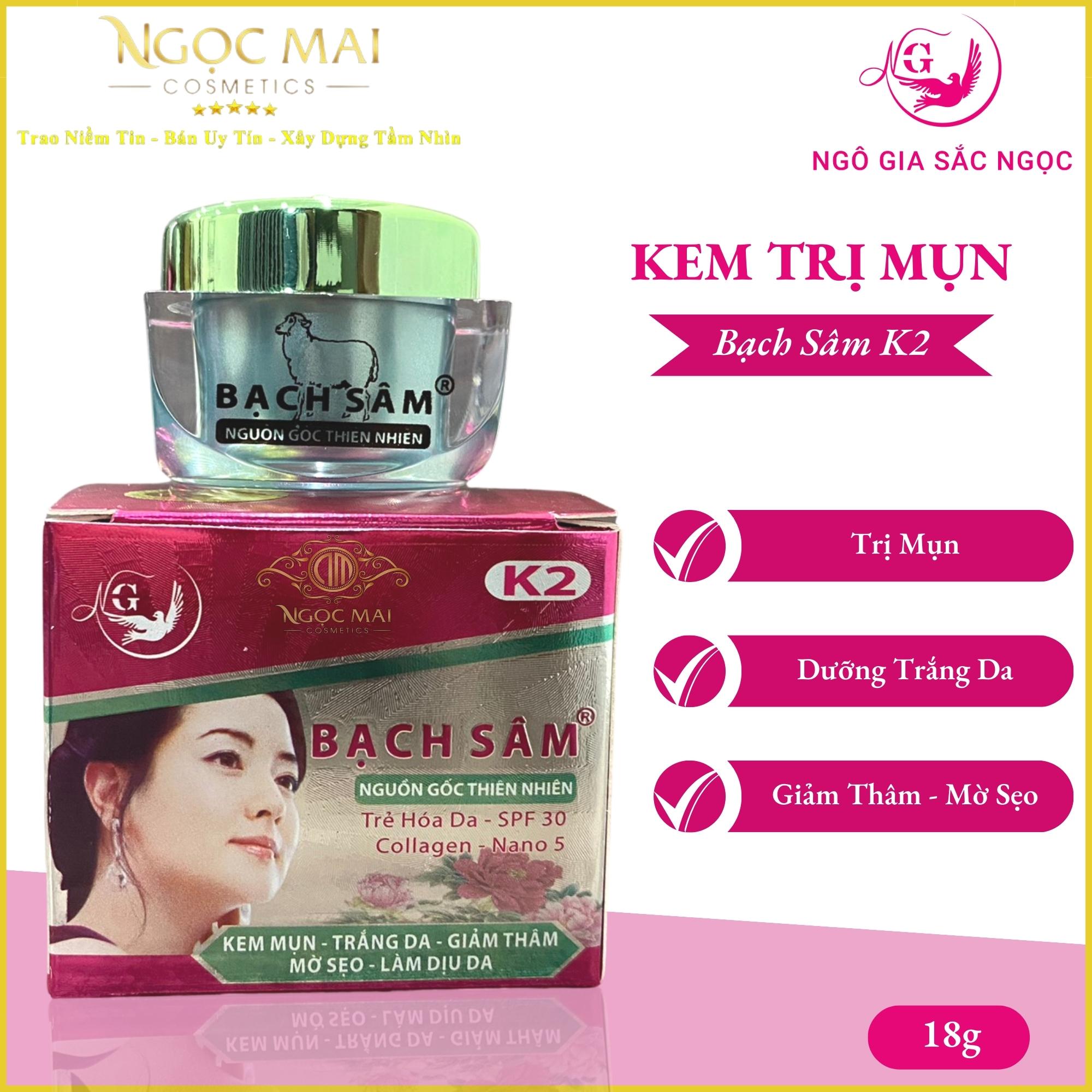 Bạch Sâm K2 - Kem Ngừa Mụn Trắng Da Xóa Thâm Mờ Sẹo Bạch Sâm (18g) Chính Hãng