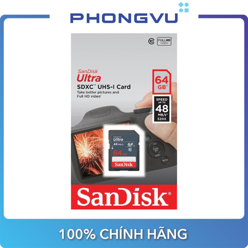 Thẻ nhớ SDXC Sandisk 64GB (class 10) Ultra - Bảo hành 84 tháng