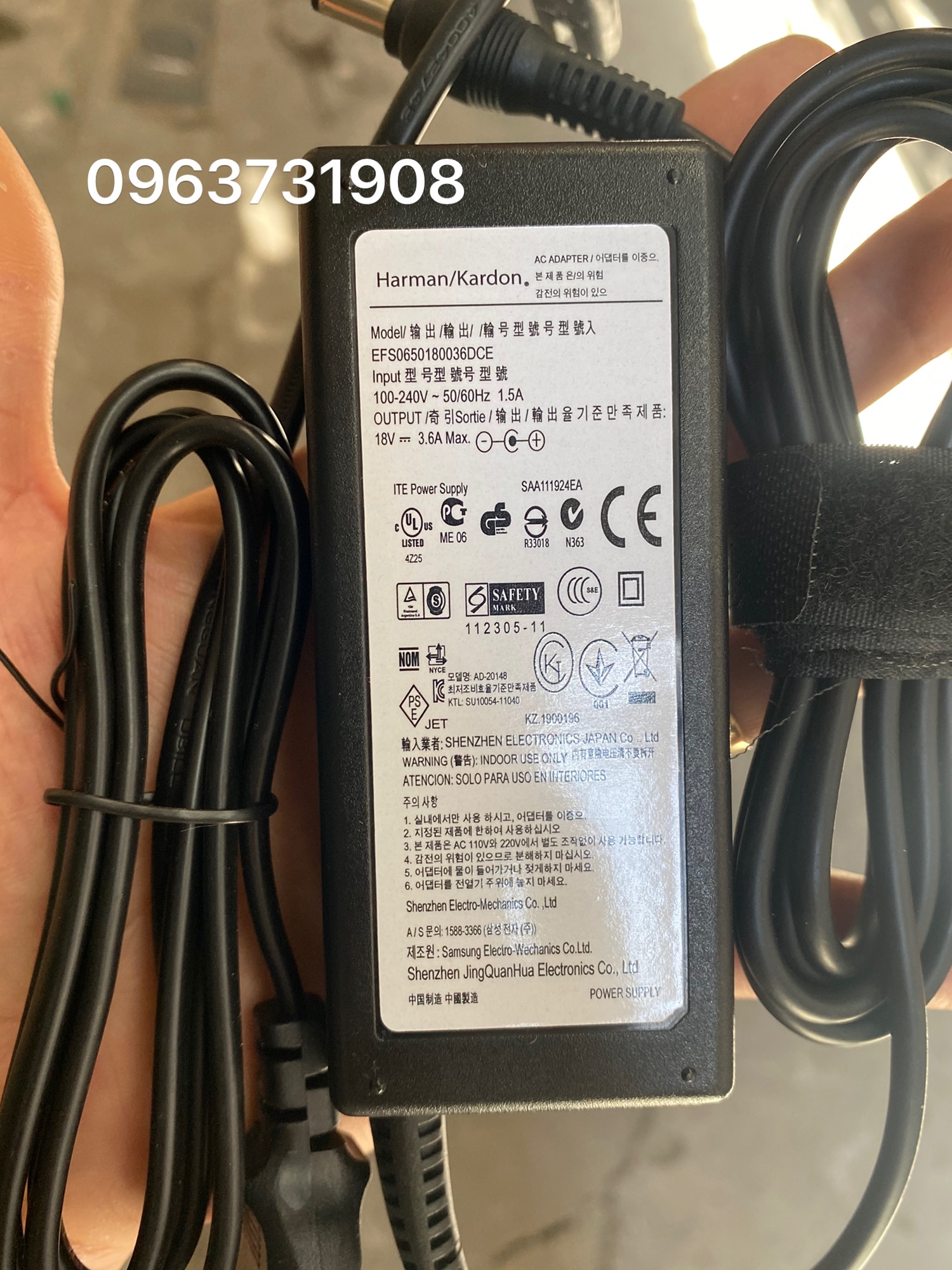 Cục sạc loa Harman Kardon 18v 3.6A chính hãng