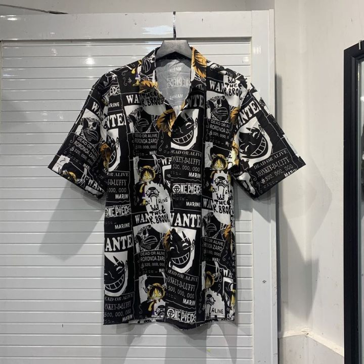 [HCM]Áo  Sơmi Luffy Mũ Rơm (Đen Trắng)