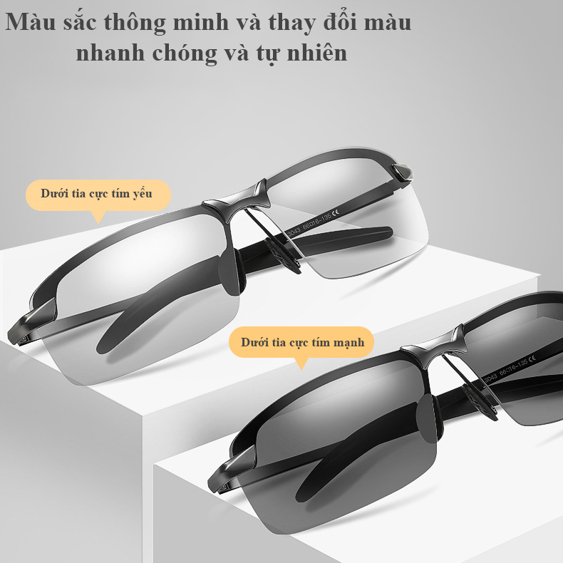 Kính râm nam M05M - kính mát đổi màu phân cực chống tia cực tím UV400 bảo vệ mắt khi lái xe du lịch dã ngoại gọng hợp kim thép