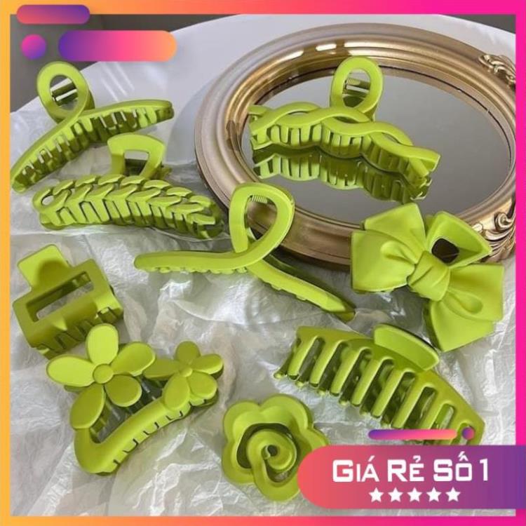 Set kẹp tóc 9 món màu xanh siêu xinh bản to kẹp chắc