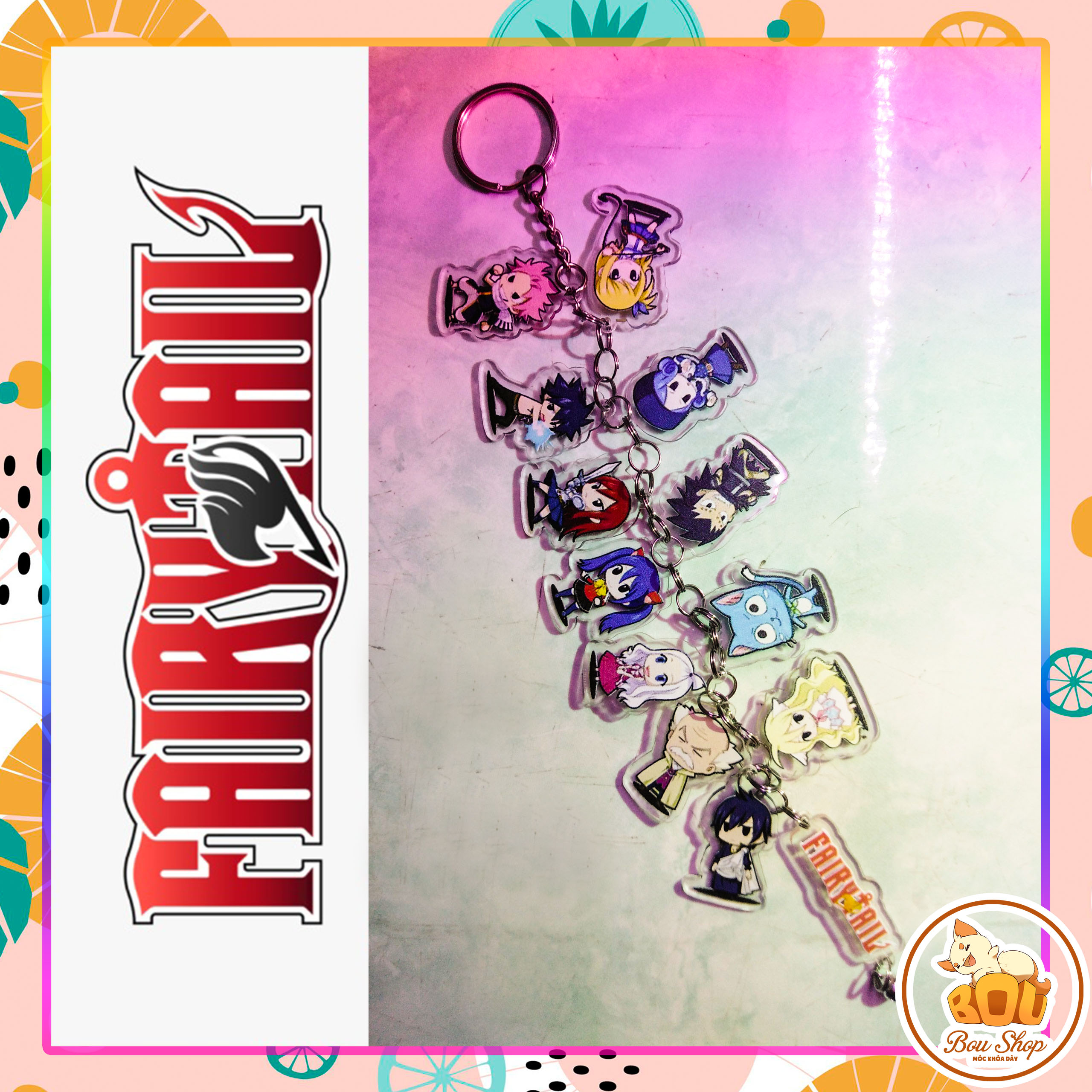 [HCM]Móc khóa dây anime Fairy Tail Acrylic Mica