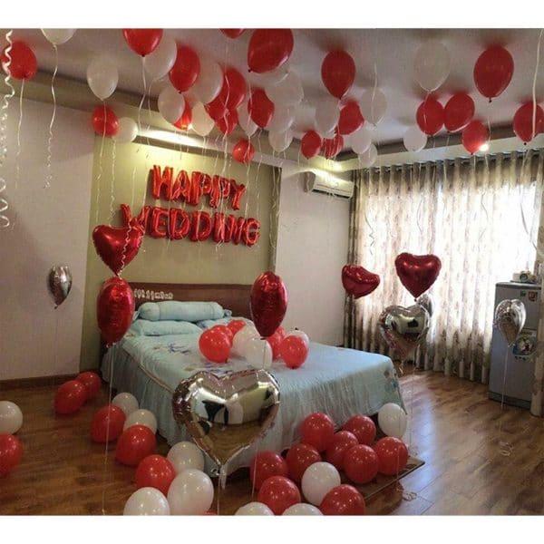 Set bóng trang trí phòng cưới phòng tân hôn màu đỏ